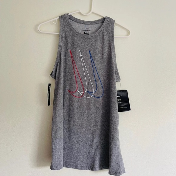 NEW Nike Yoga Dri-Fit Swoosh Grey Tank - Picture 2 of 6